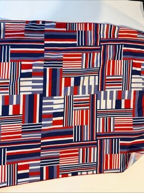 Blue, Red & White Striped Geometric head scarf